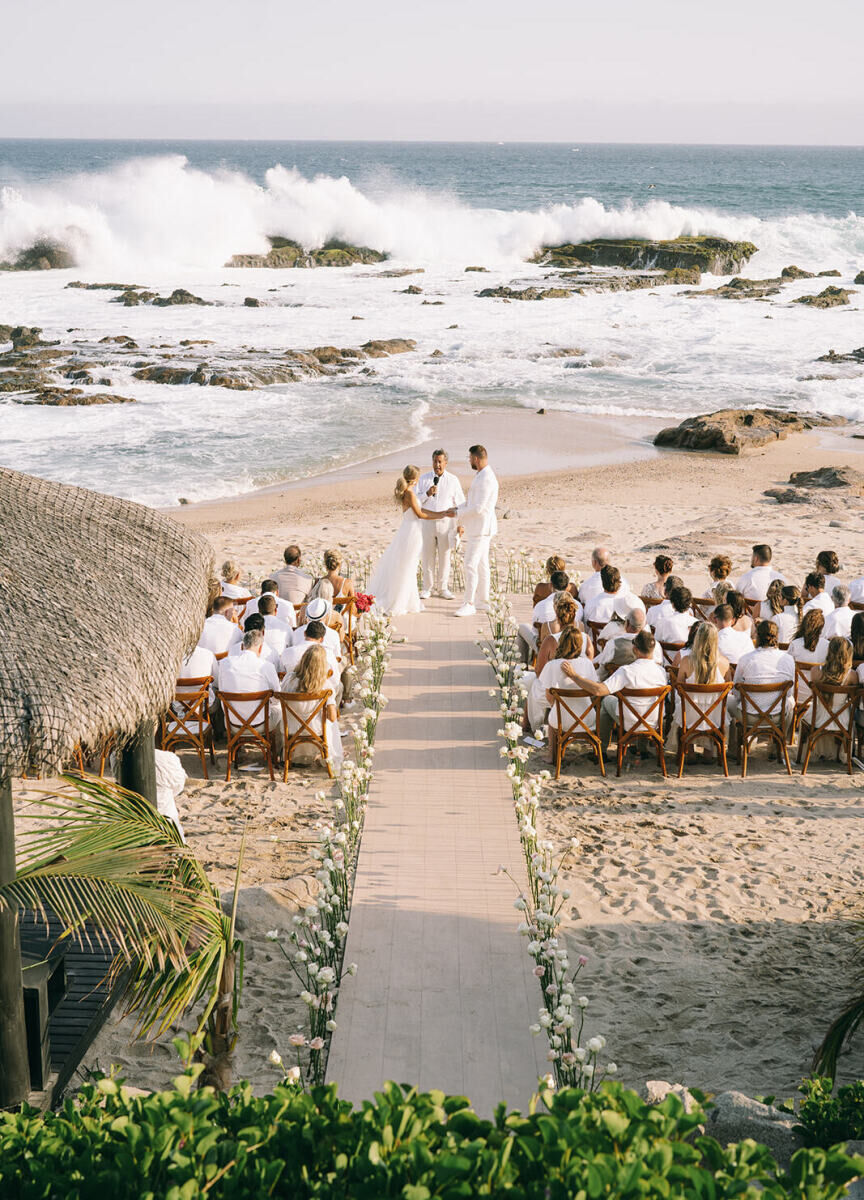 Glam beach wedding set up in the beach of Esperanza, and Auberge resort in Cabo San Lucas.