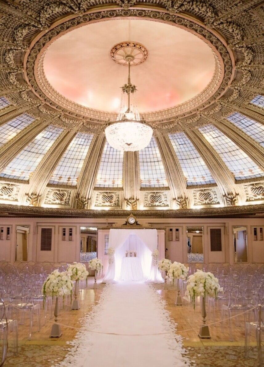 City Weddings: An indoor wedding reception setup at The Arctic Club Seattle. 