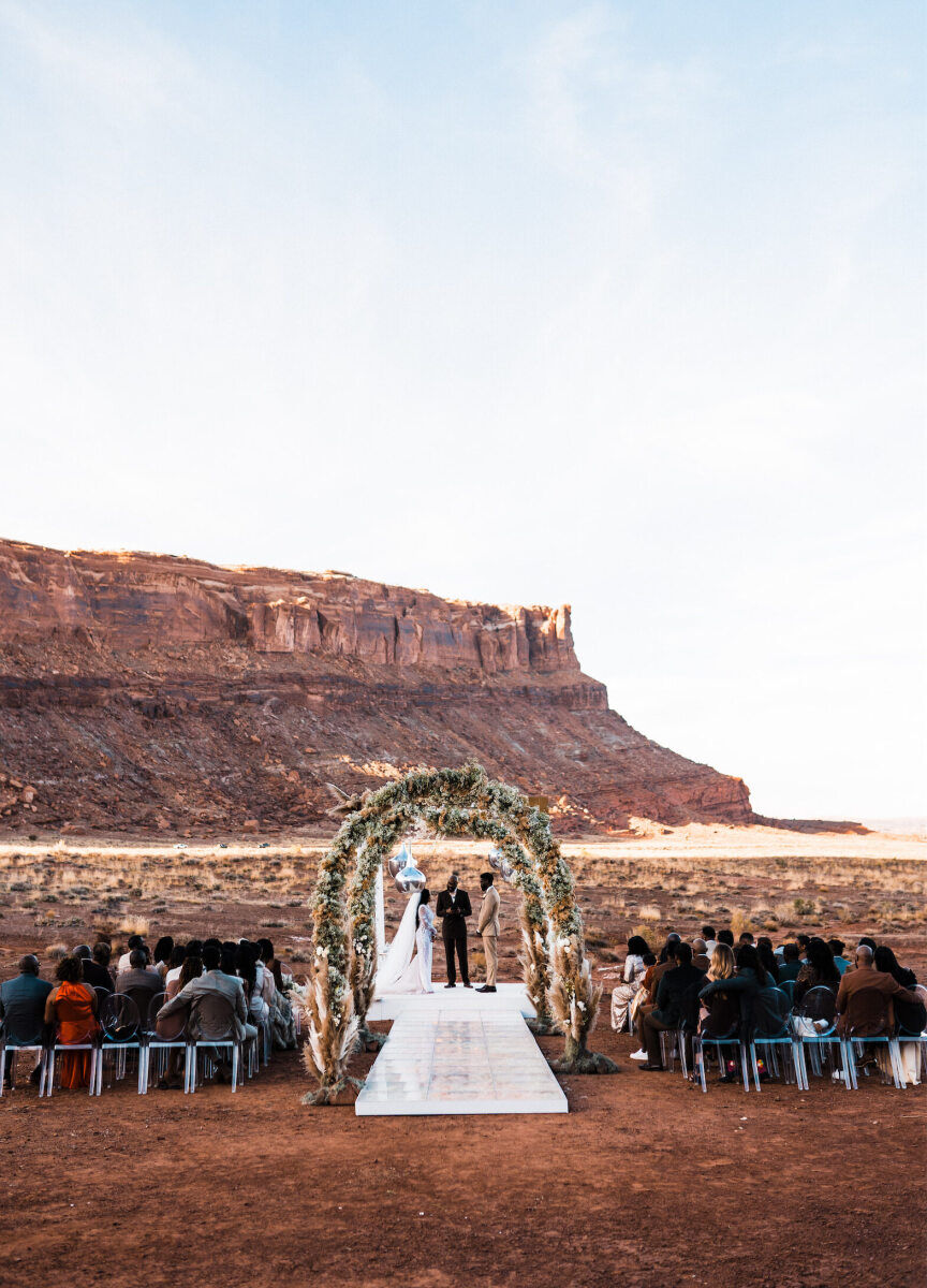 The red mountains were the perfect backdrop at this desert wedding ceremony.