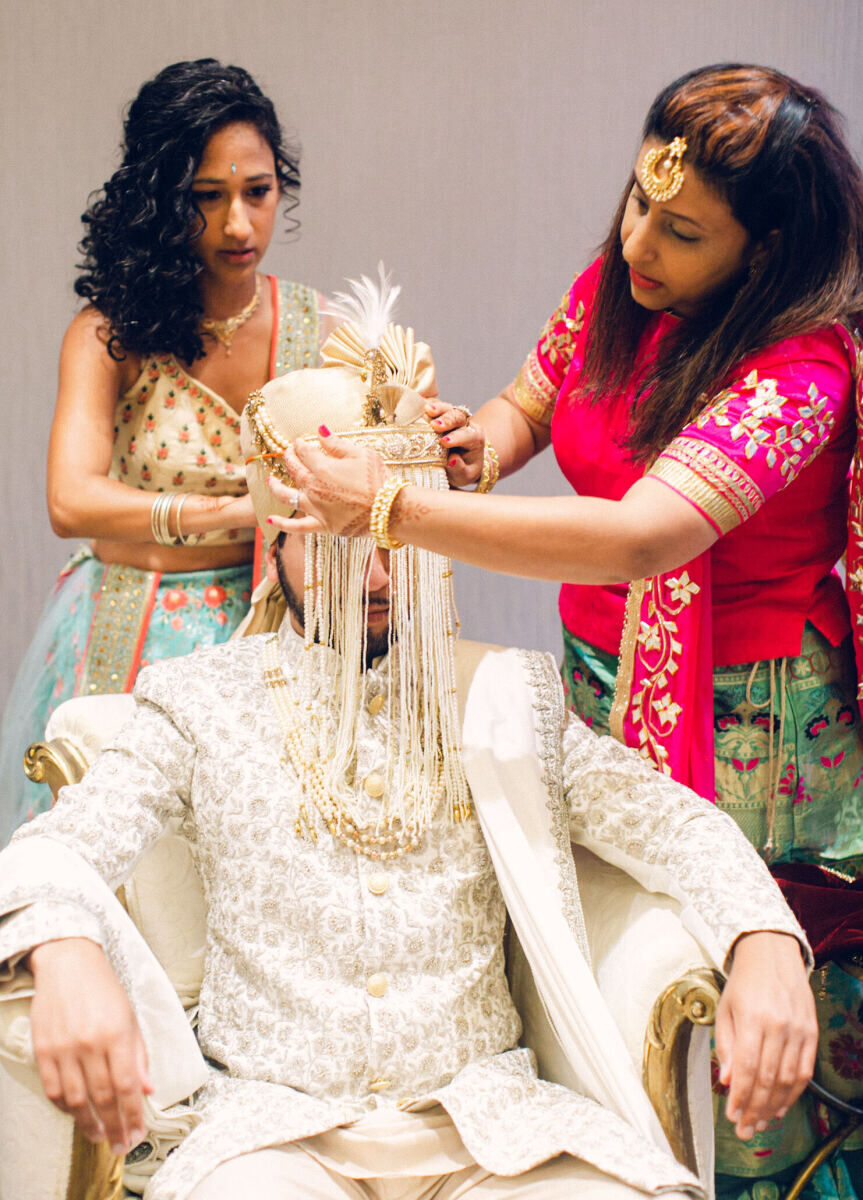 The groom's sehra bandi ceremony was just one ritual woven into his destination Indian wedding.