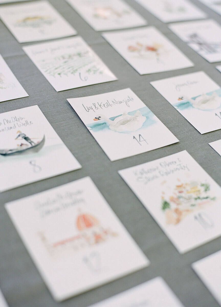 Escort card ideas: See more from wedding vendor Julie Song Ink