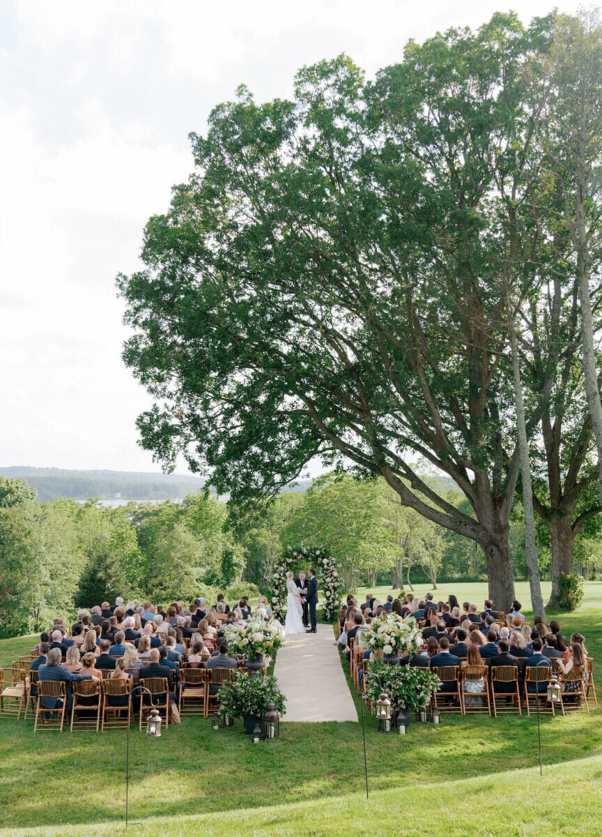 A Glenmere Mansion wedding ceremony, on the lawn overlooking Glenmere Lake.