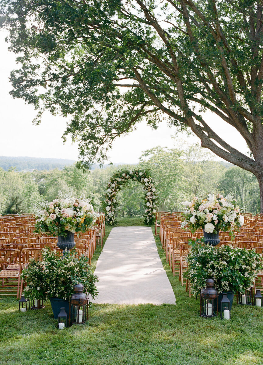 A Glenmere Mansion wedding ceremony, on the lawn overlooking Glenmere Lake.