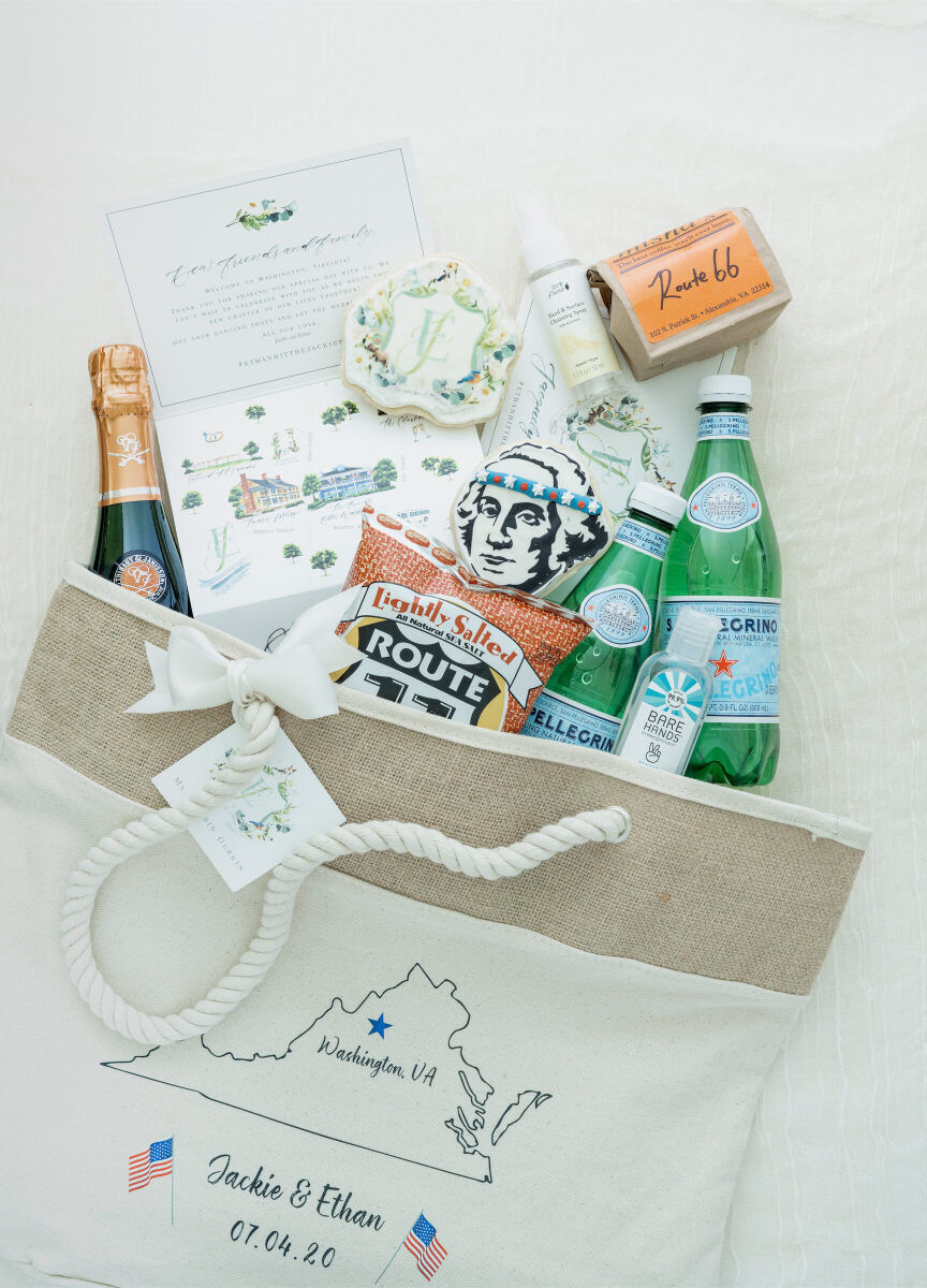 Holiday Wedding: A wedding gift bag labeled 