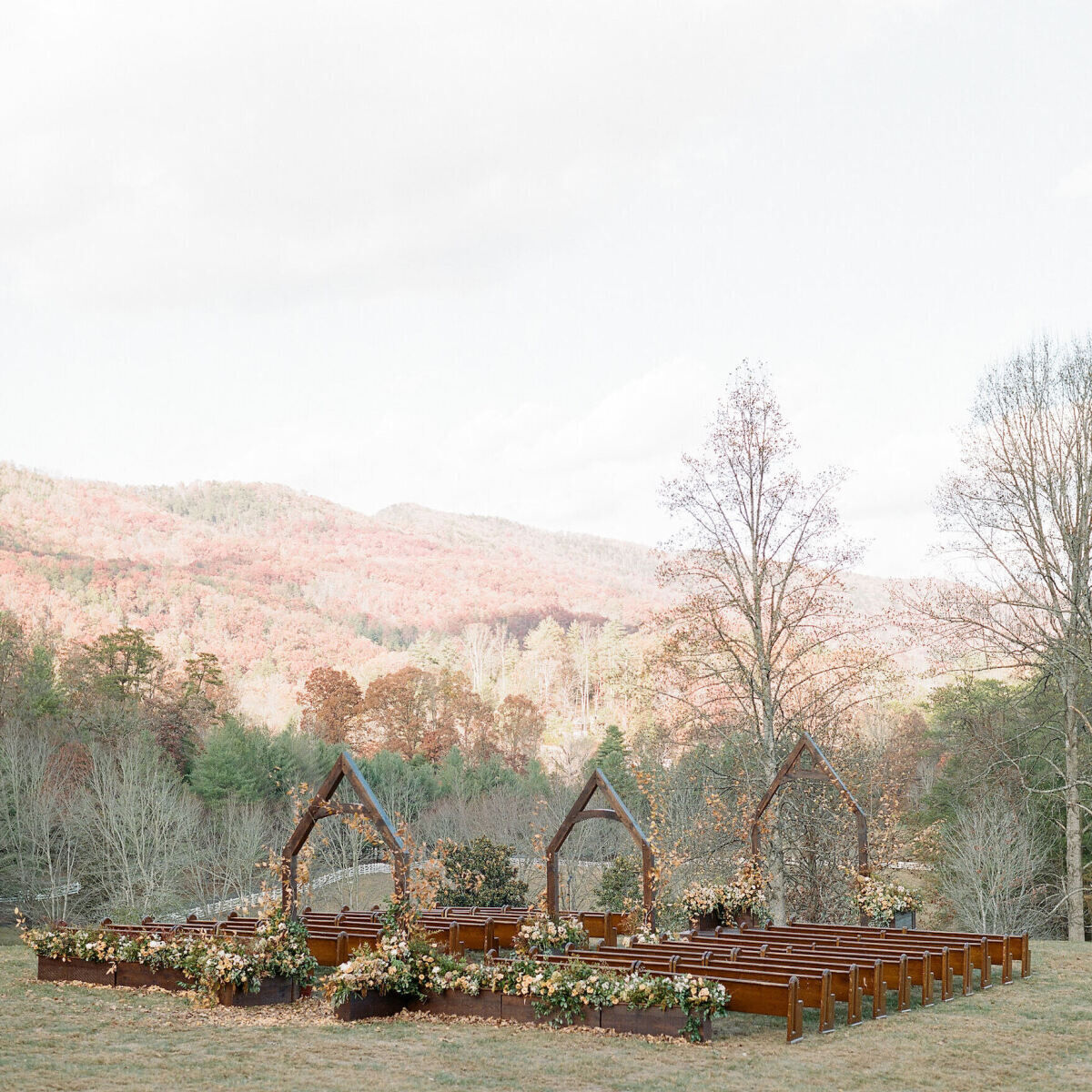 Wedding seating outside during the winter 