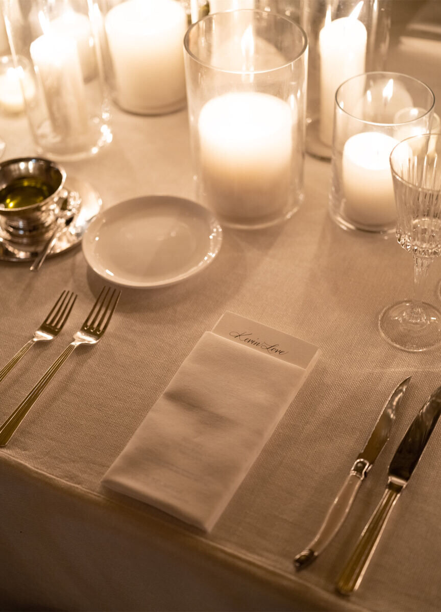 Kate Bock Kevin Love Wedding: Kevin Love's table setting at his and Kate Bock's wedding reception.