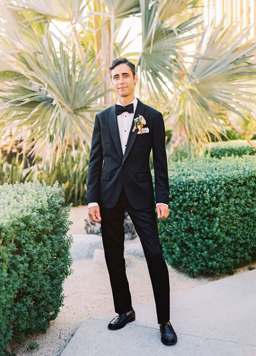 See more classic black tuxedo groom attire from Monica and Juan's destination wedding