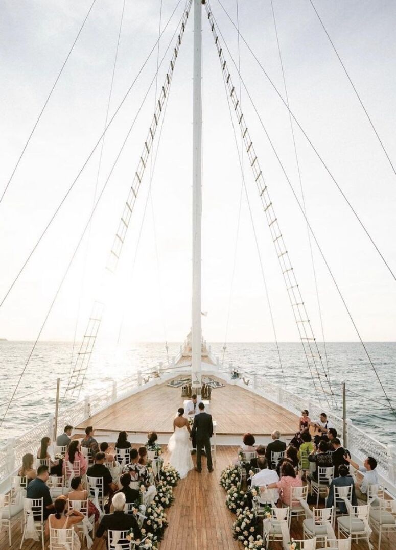 Wedding Aisle: A couple getting married on a cruise ship in Indonesia.