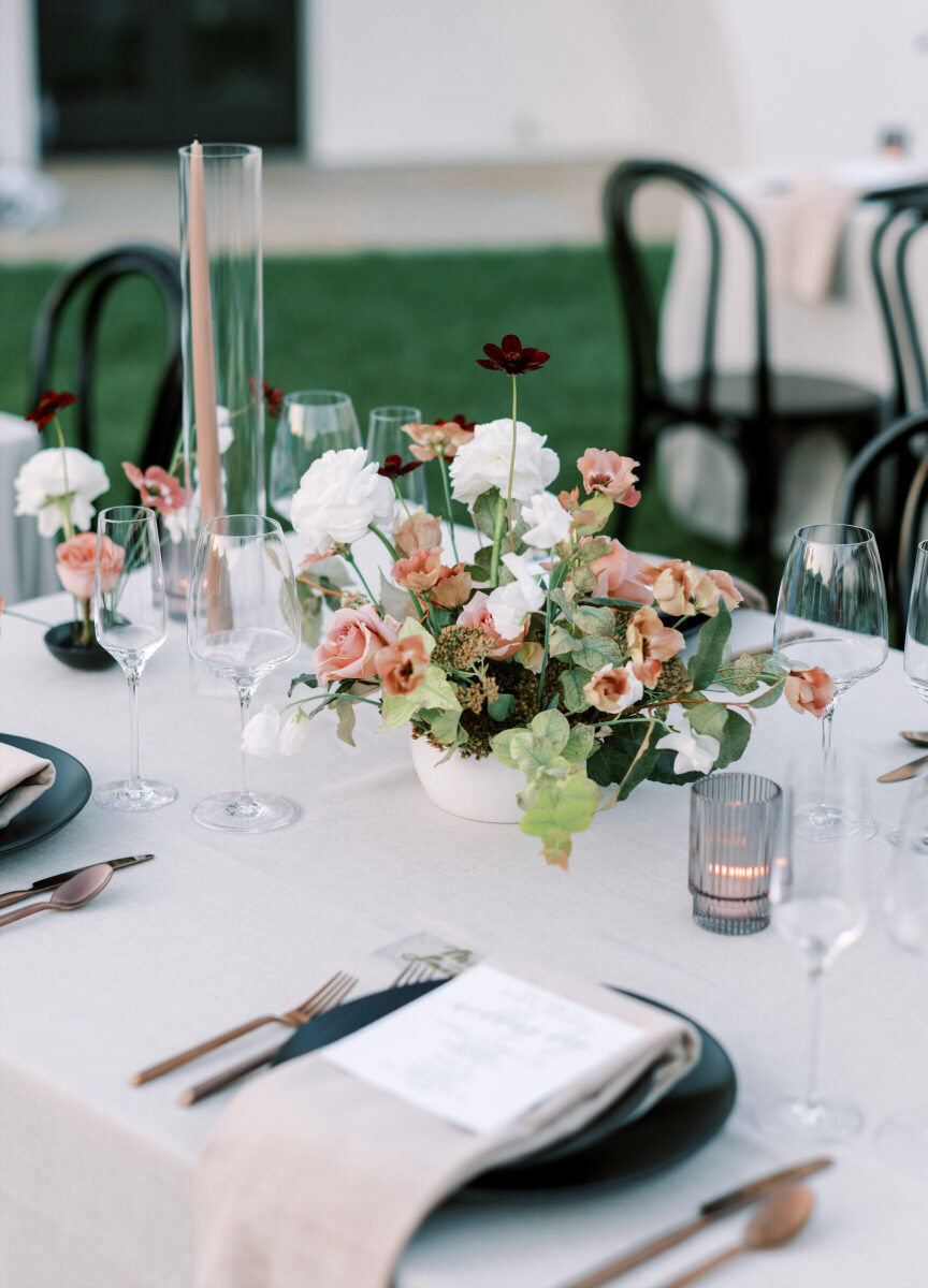 Wedding details: A modern wedding reception table.