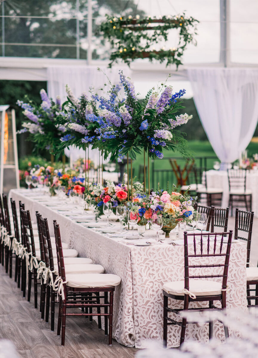 Wedding florist: See more wedding flowers from Caroline and Chris' intimate wedding