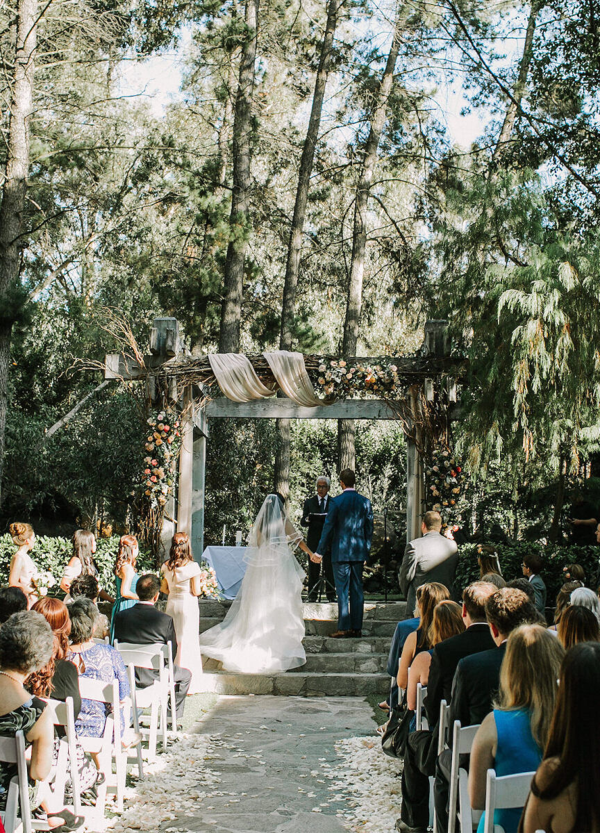 Wedding Venues in California: A wedding couple at a rustic outdoor venue in Malibu.