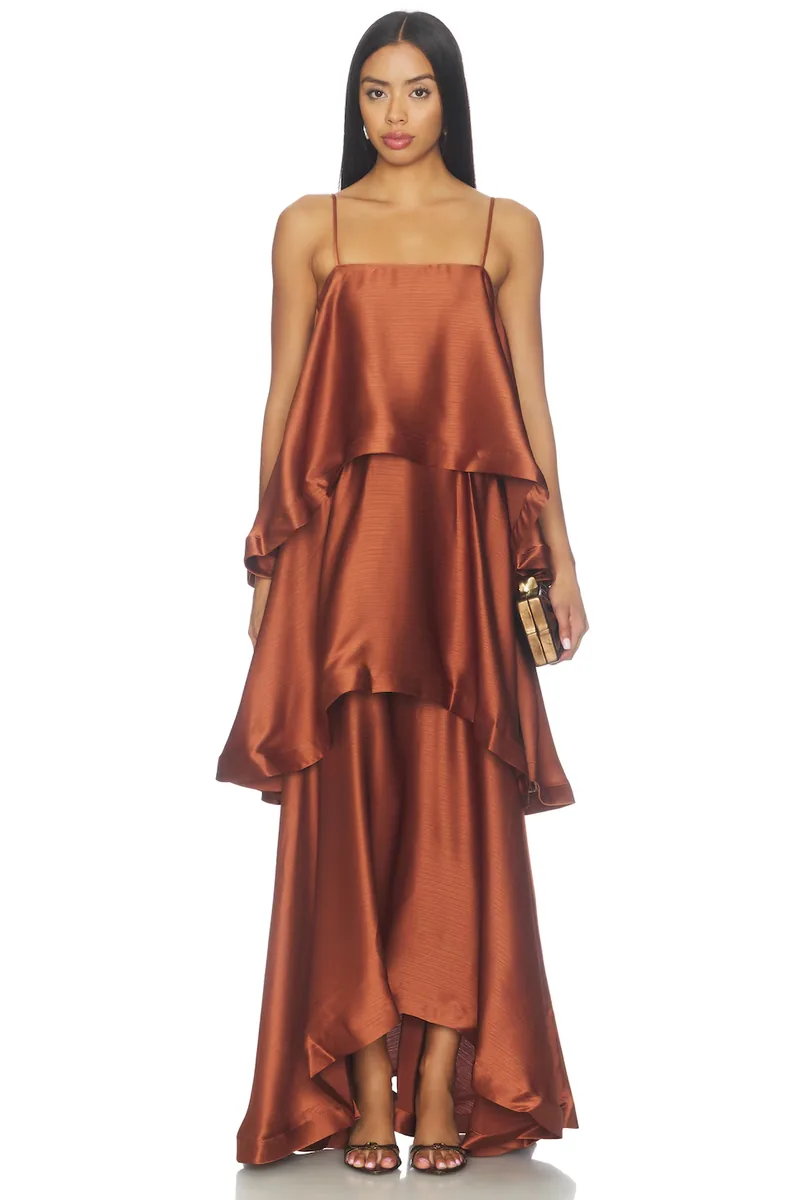 Elliatt Tilly tiered maxi dress in brown