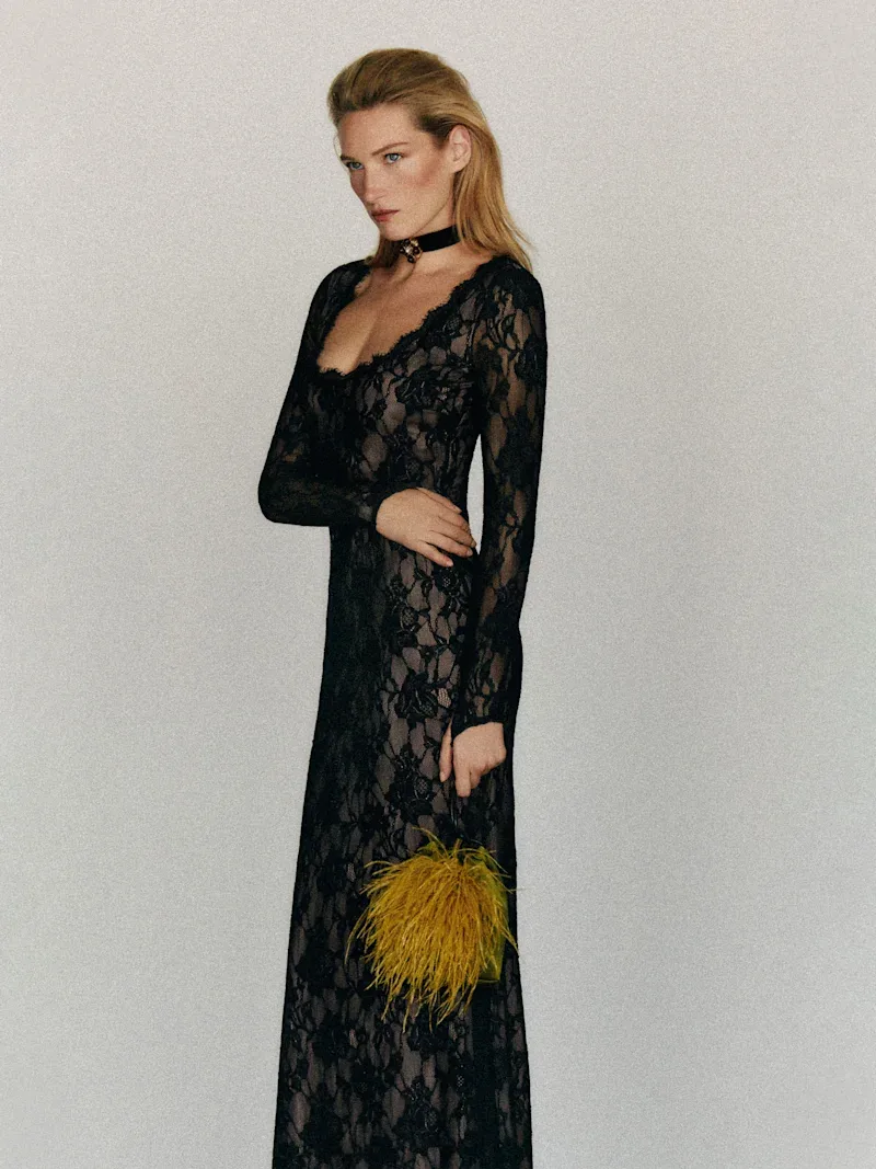 Reformation Sophia long-sleeve knit dress in jet black