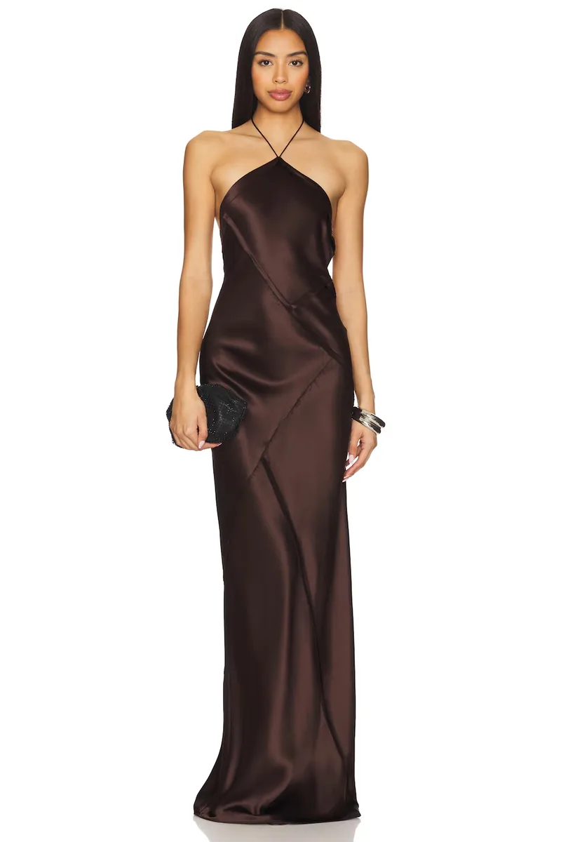 Retrofête Sylvia dress in dark chocolate