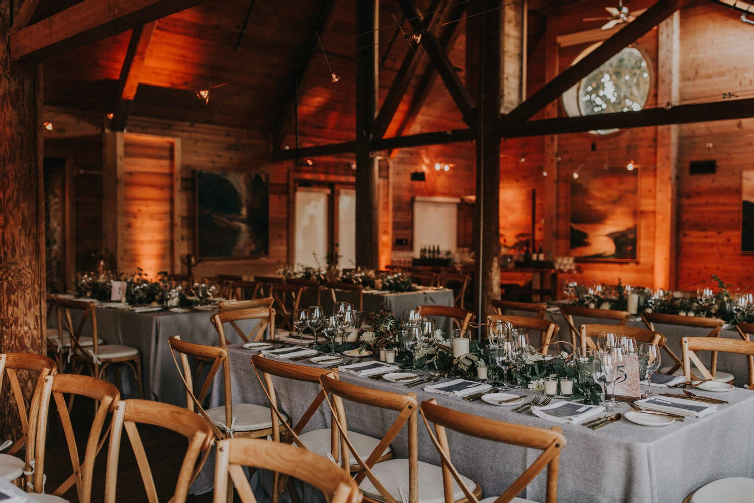 Celebrity Wedding: An indoor reception setup at a wedding venue in Big Sur.