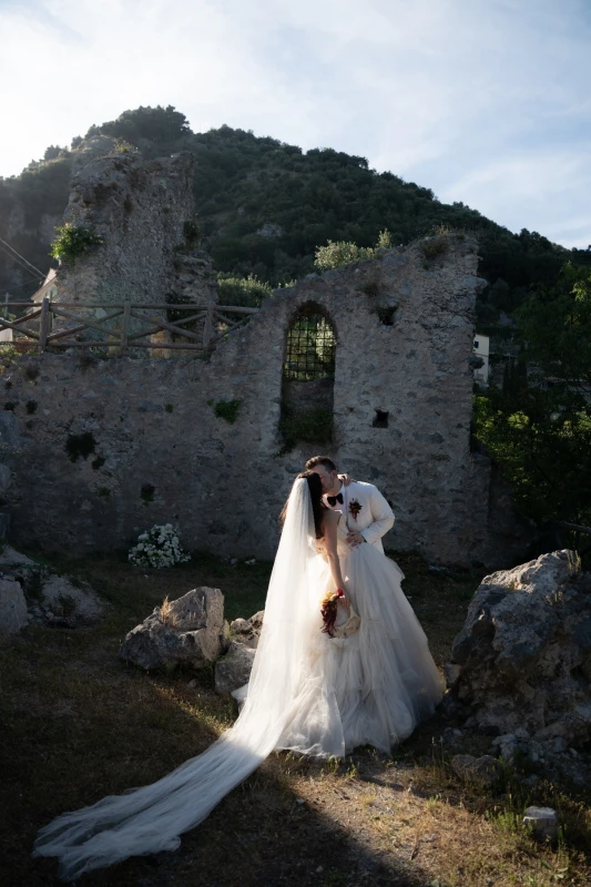 An Amalfi Wedding Tousled in Tulle, Wildflowers and Weathered Stone