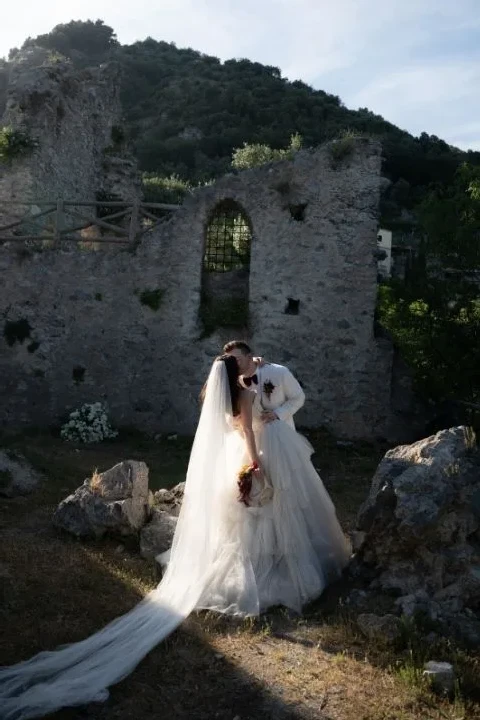 An Amalfi Wedding Tousled in Tulle, Wildflowers and Weathered Stone