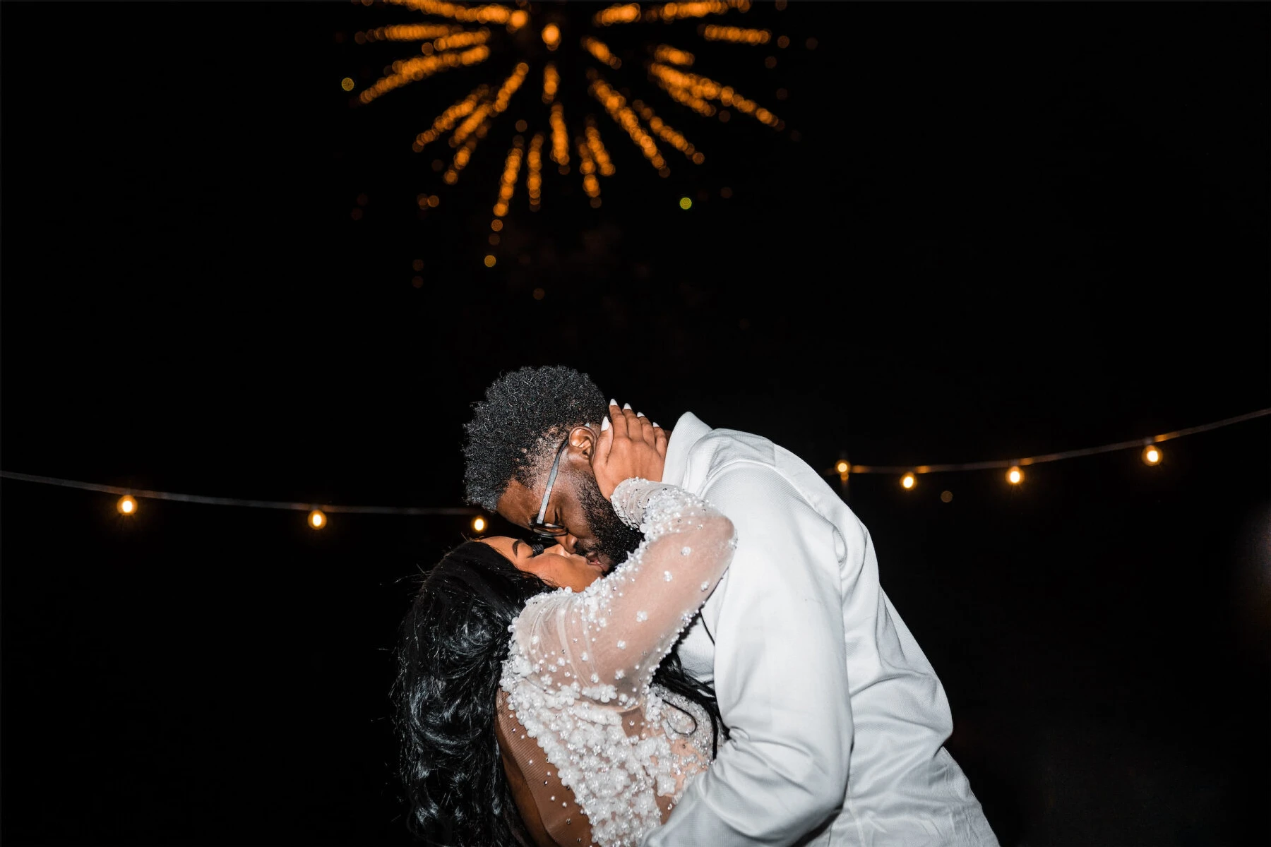 A fireworks display capped off a wonderful reception at a desert wedding.