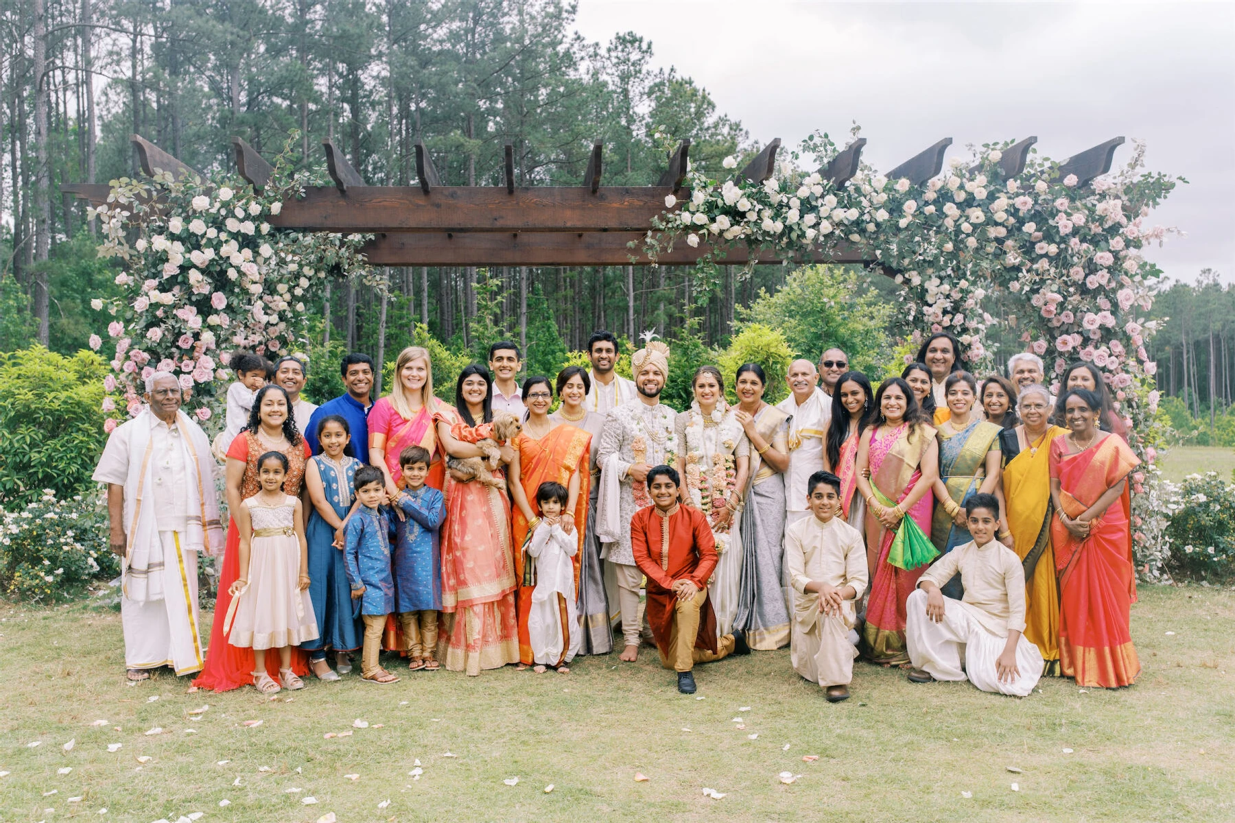 Guests wore a colorful array of saris and kurtas at this destination Indian wedding.