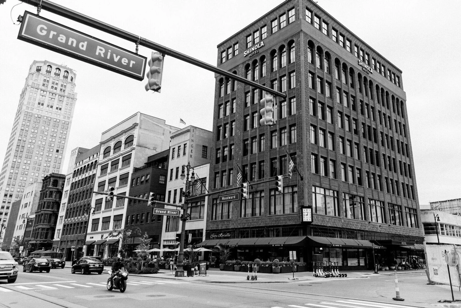 The exterior of the Shinola Hotel in Detroit, a venue that provides the perfect setting for an industrial wedding.