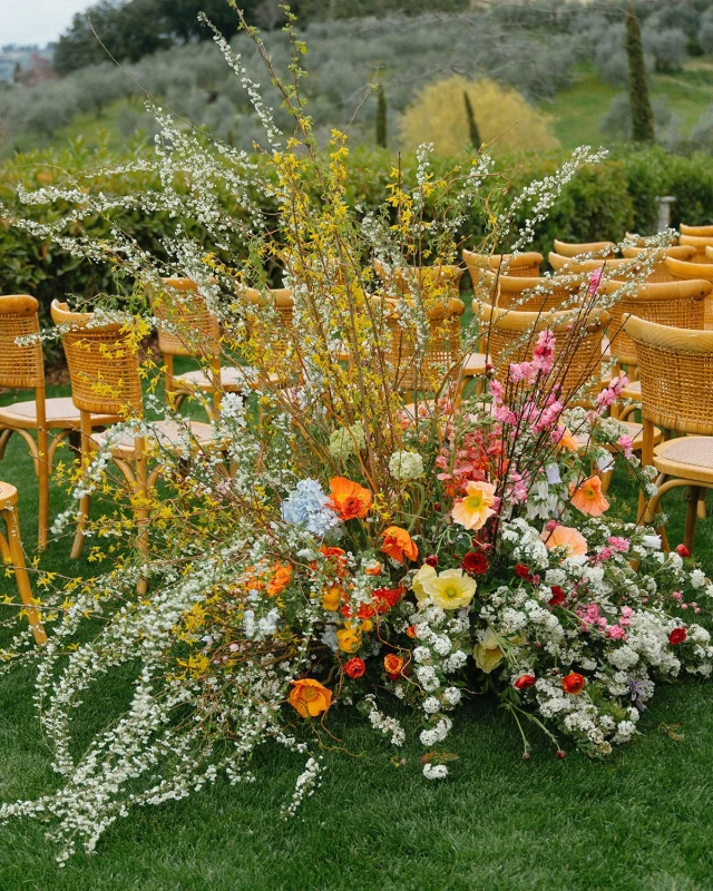  A Sunset-Colored Wedding Above Florence That Bloomed from Aisle to Veil