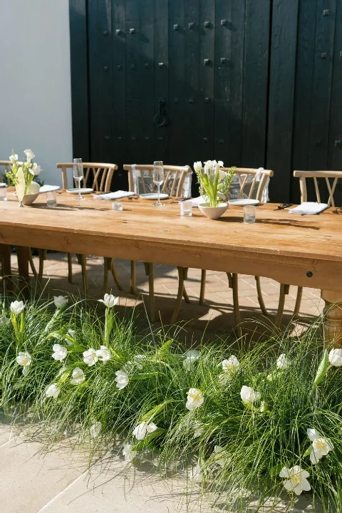 A Coastal Wedding Told in Tulips, Lace and Tall Grass