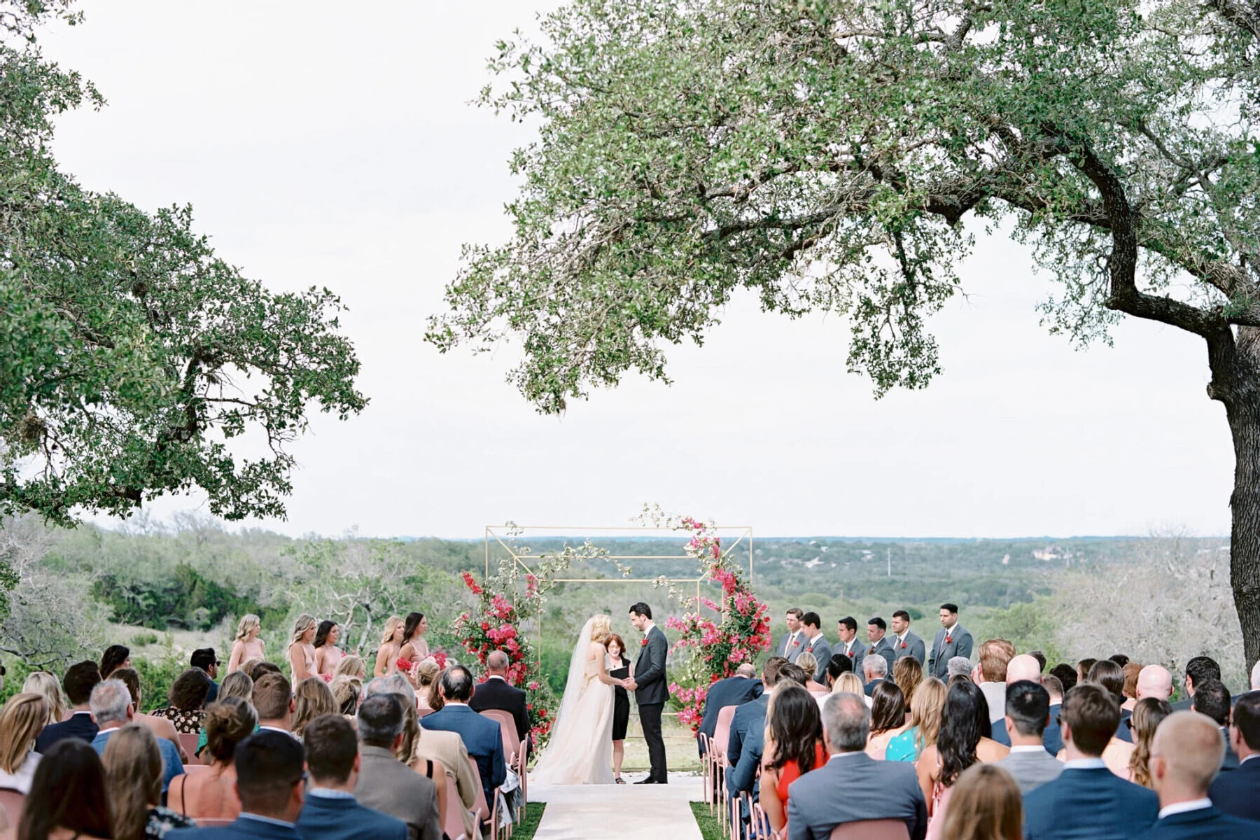 Pink wedding details: A wedding ceremony near Austin, Texas.