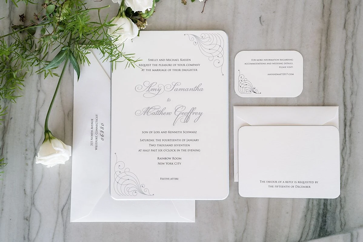 Wedding invitation wording etiquette: See more classic wedding invitations by Fancy That